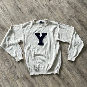 Cream Unisex Yale Crewneck Sweater in a size S